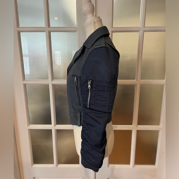 Sandro Women's Ruched Leather Biker Jacket - Picture 7 of 17